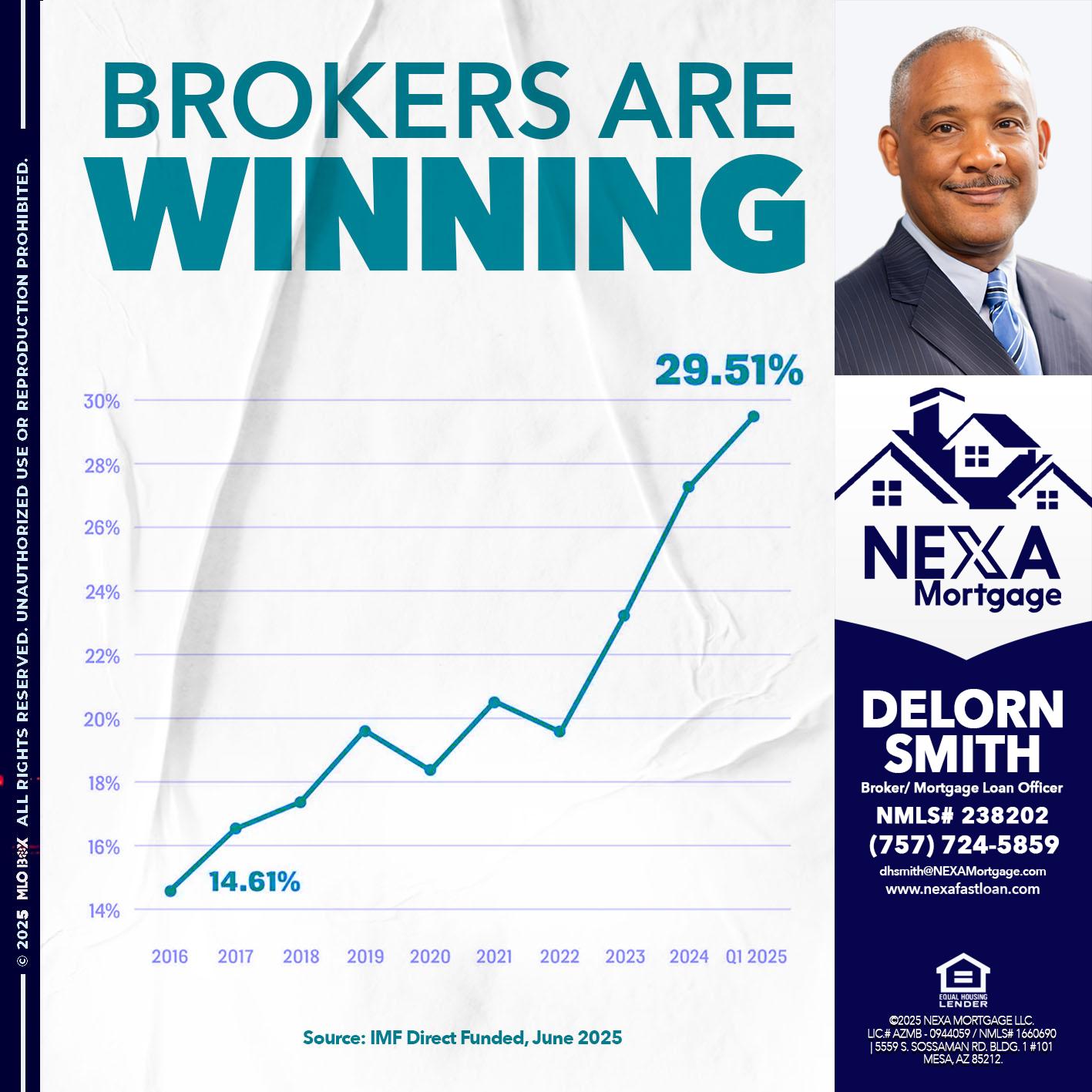 BROKERS ARE WINNING - Delorn Smith -Broker/ Mortgage Loan Officer