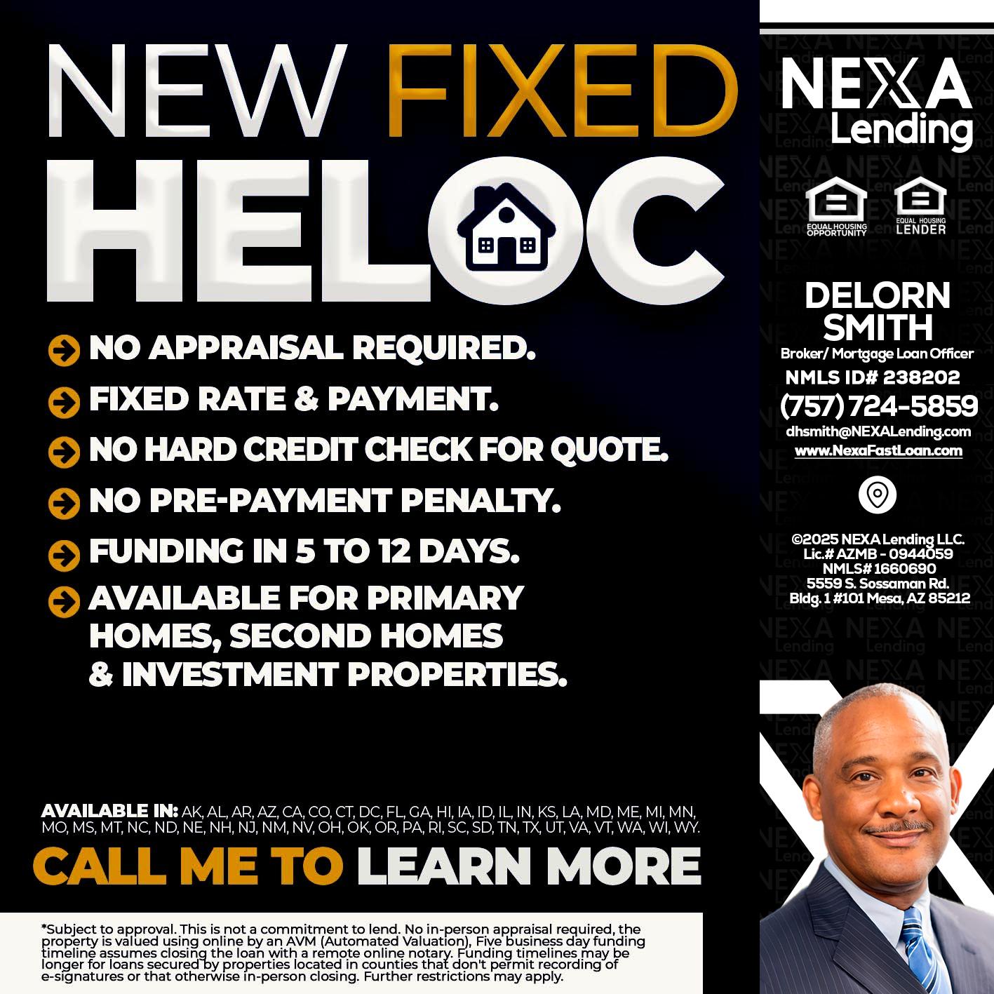 HELOC - Delorn Smith -Broker/ Mortgage Loan Officer