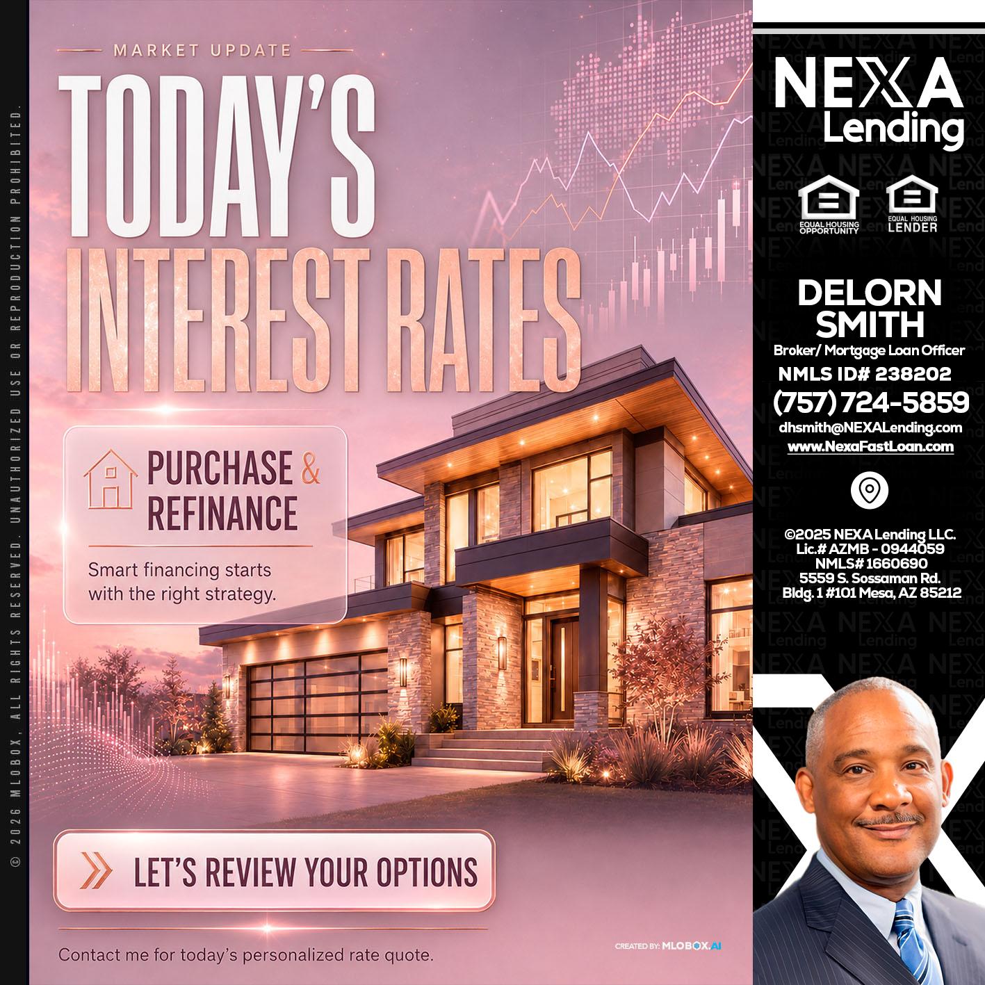 todays interest rates - Delorn Smith -Broker/ Mortgage Loan Officer