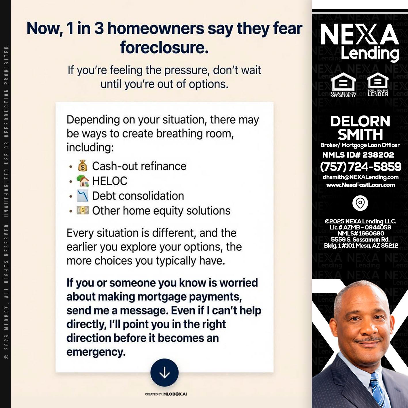 NOW, 1 IN 3 - Delorn Smith -Broker/ Mortgage Loan Officer
