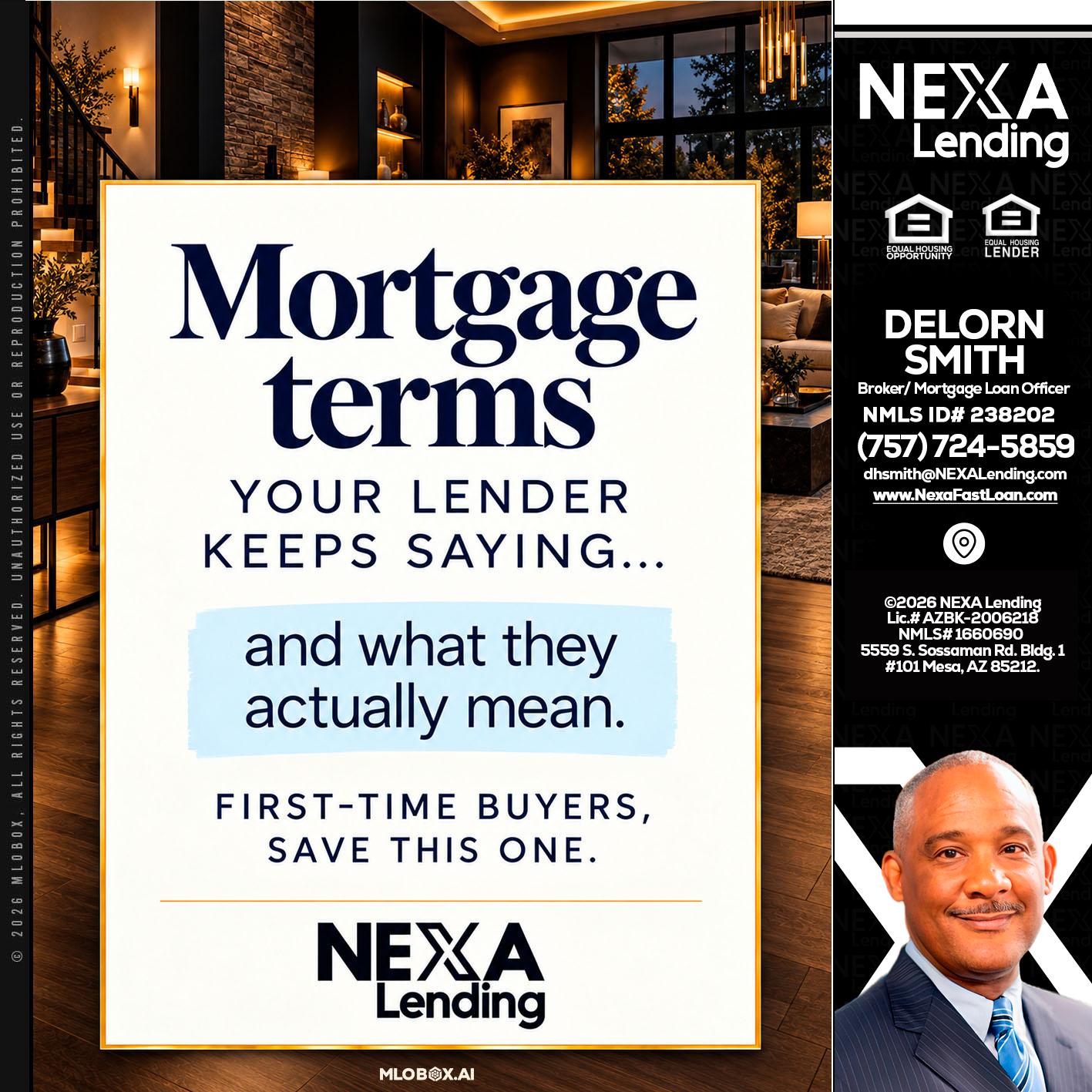 mortgage terms - Delorn Smith -Broker/ Mortgage Loan Officer